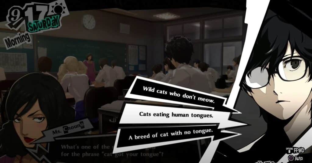 9/17 Persona 5 Royal All Classroom Answers