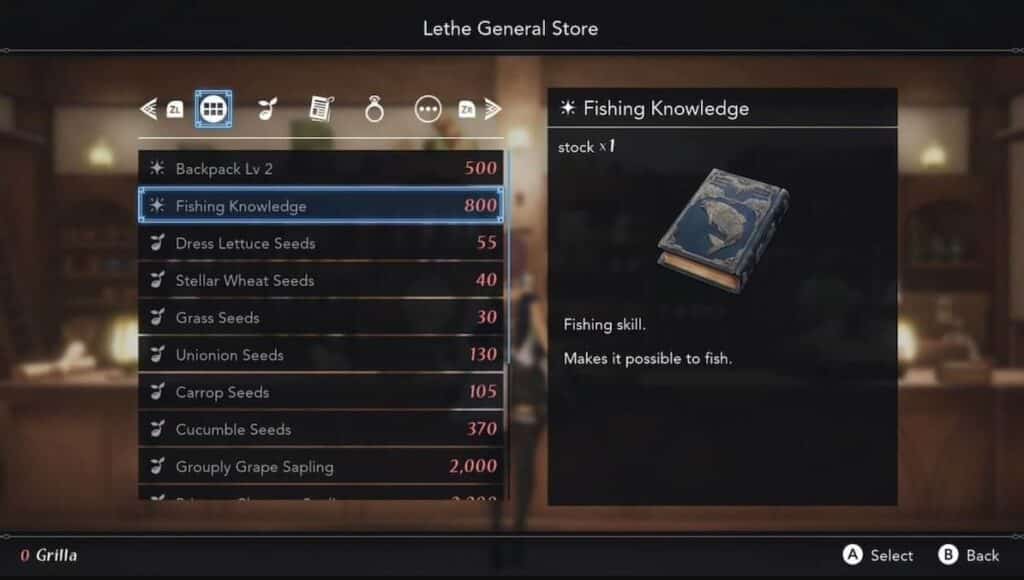 Harvestella Fishing Knowledge book