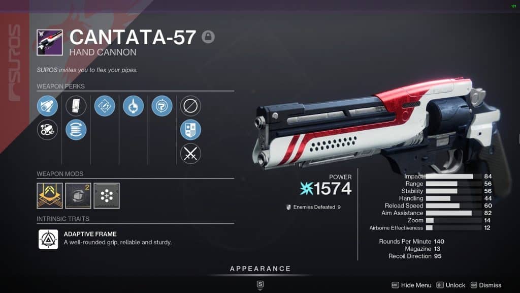 Cantanta-57 Best Hand Cannons in Destiny 2