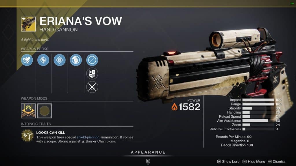 Eriana's Vow Best Hand Cannons in Destiny 2