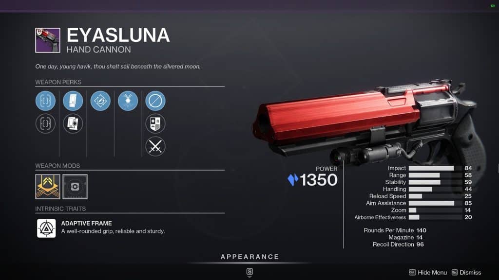 Eyasluna Best Hand Cannons in Destiny 2