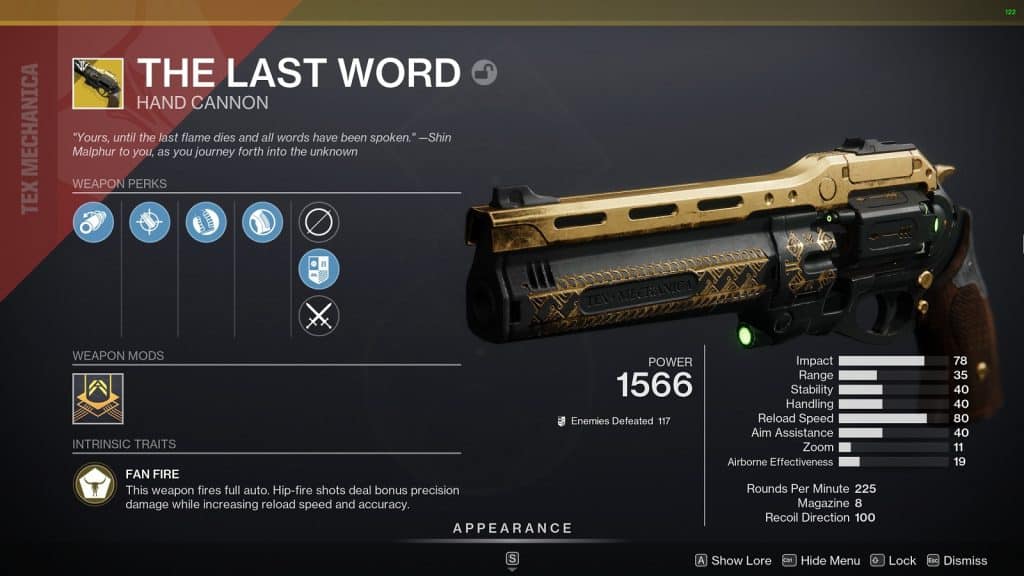 The Last Word Best Hand Cannons in Destiny 2