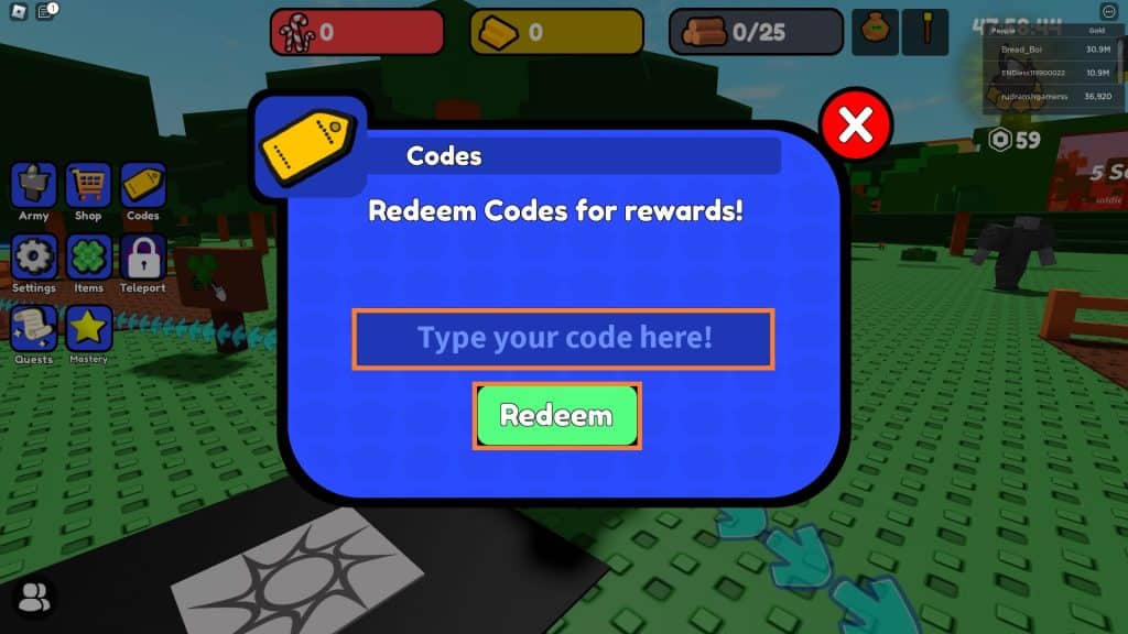 How do you Redeem Control Army Codes 1