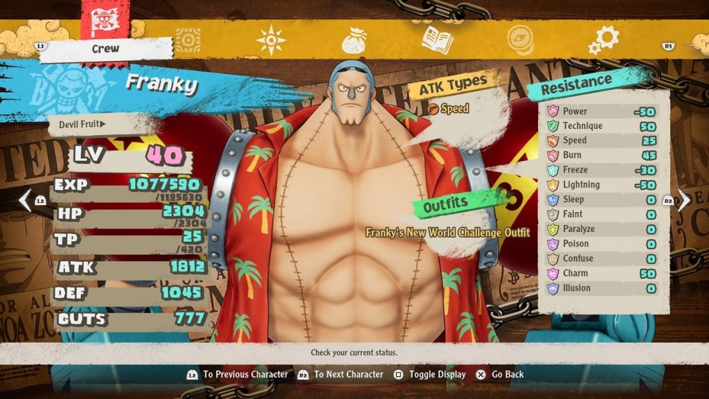 Franky's New World Challenge Outfit - One Piece Odyssey