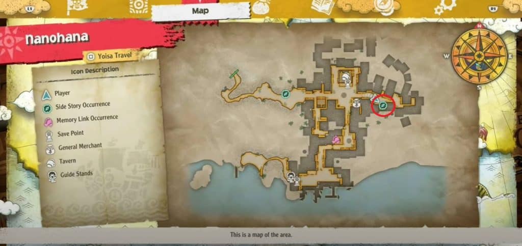 Map location of the Irritated Man (Pompous Tam) - More Important Than Berries Side Quest One Piece Odyssey