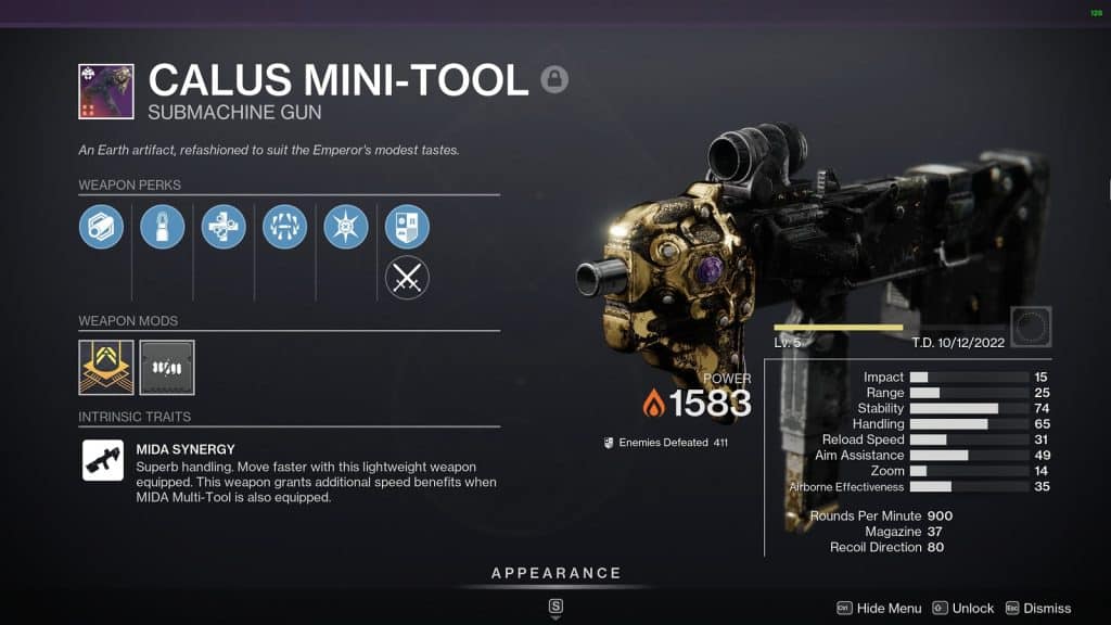 Calus Mini-Tool Submachine Gun - Best Weapons you need to craft before Lightfall in Destiny 2