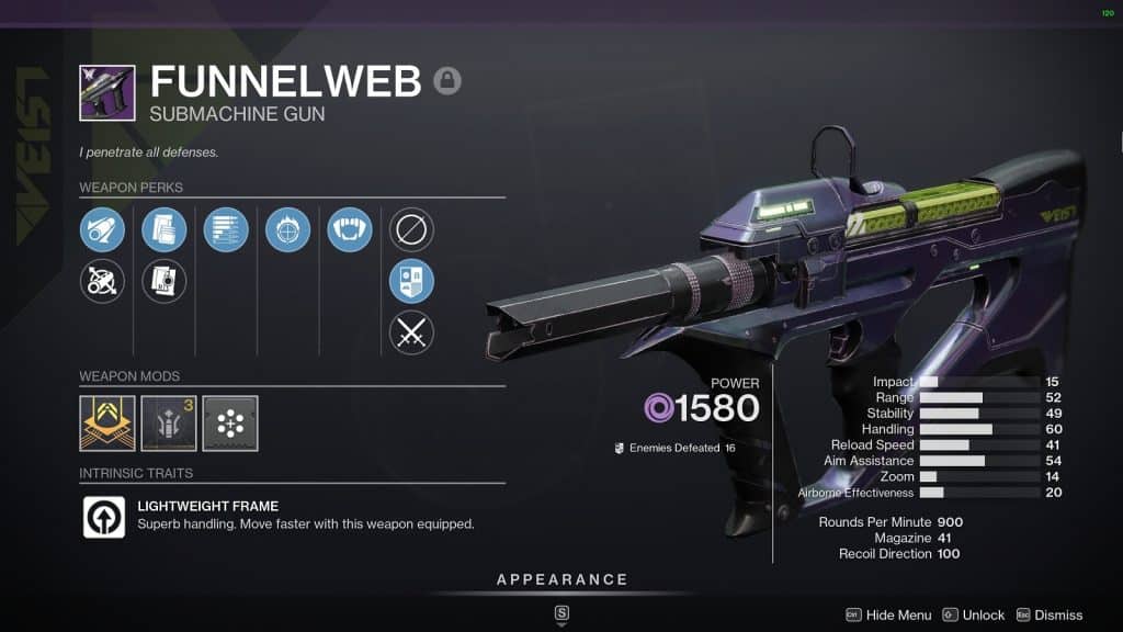 Funnelweb Submachine Gun - Best Legendary Weapons you need to Get Before Destiny 2 Lightfall