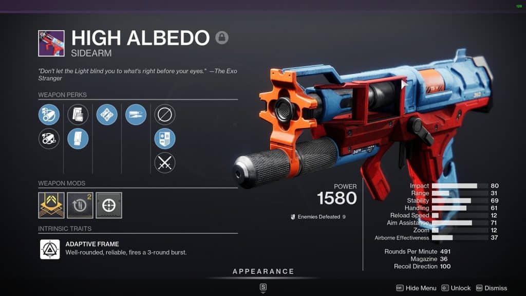 High Albedo Sidearm - Best Legendary Weapons you need to Get Before Destiny 2 Lightfall