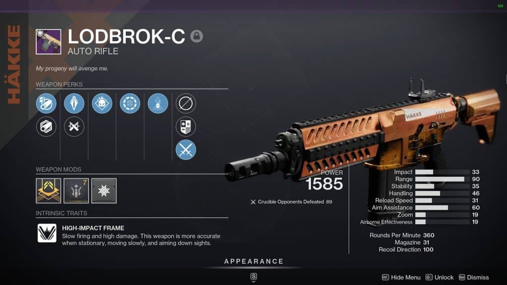 Lodbrok-C Auto Rifle - Best Legendary Weapons you need to Get Before Destiny 2 Lightfall