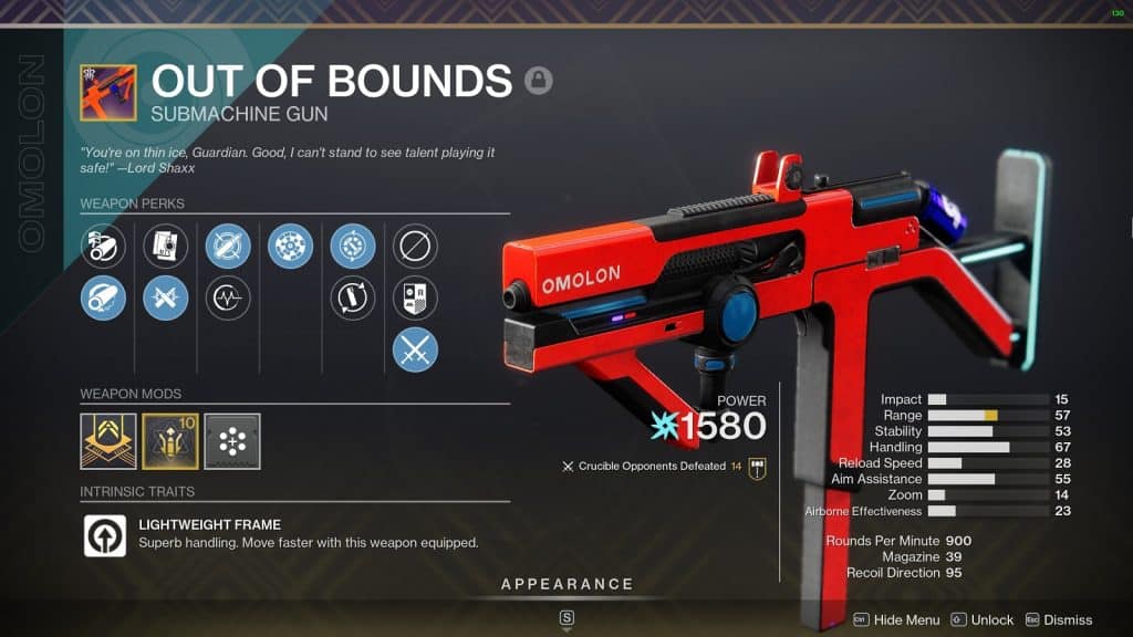 Out of Bounds Submachine Gun - Best Legendary Weapons you need to Get Before Destiny 2 Lightfall