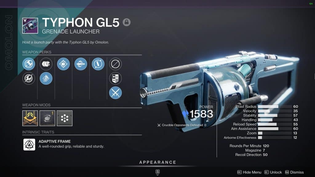 Typhon GL5 Grenade Launcher - Best Legendary Weapons you need to Get Before Destiny 2 Lightfall