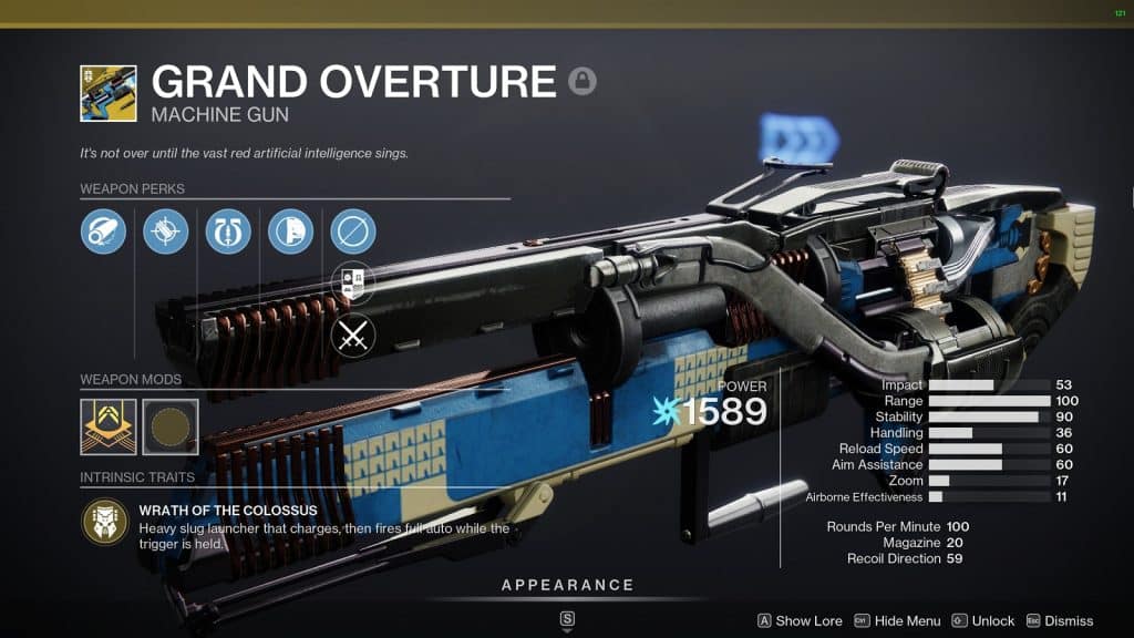 Destiny 2 Grand Overture Weapon Stats