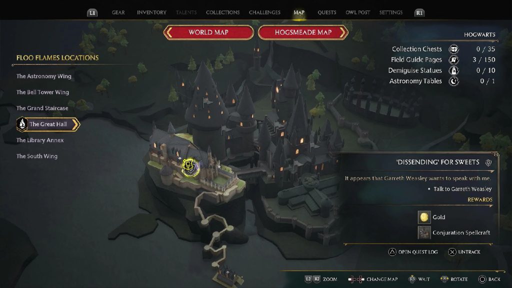 Hogwarts Legacy Dissending for Sweets side quest map location