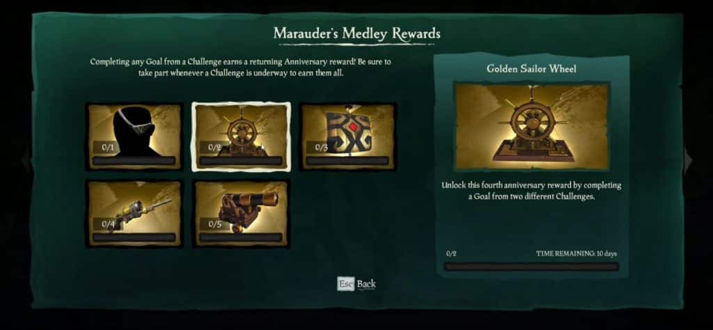 Sea of Thieves Marauder's Medley Rewards