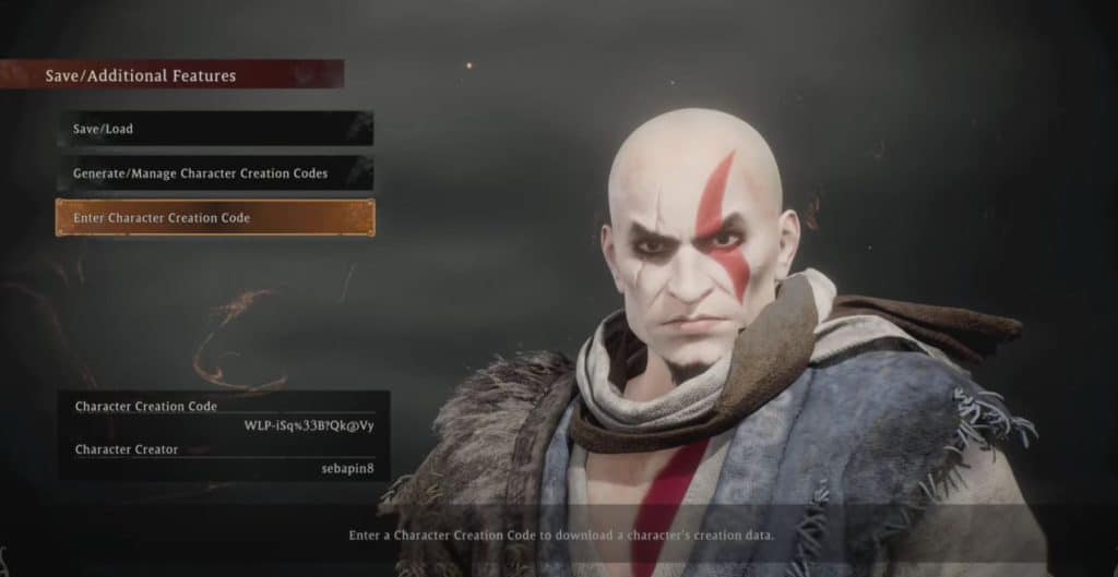 Kratos, Wo Long Fallen Dynasty Character Creation Codes