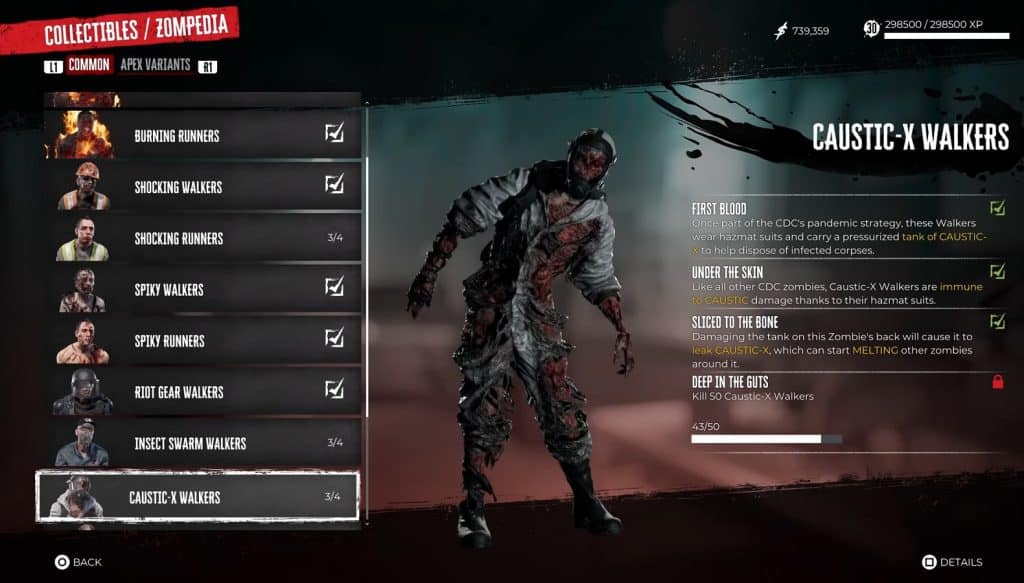 Caustic-X Walkers - Dead Island 2 Common Zombie Type