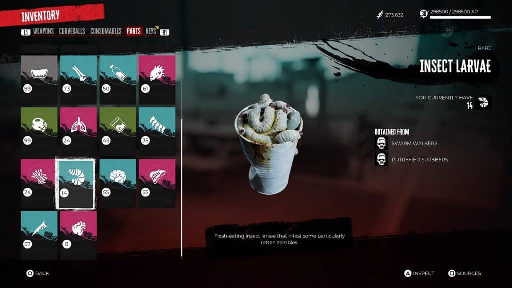 Insect Larvae - List of Zombie Parts in Dead Island 2