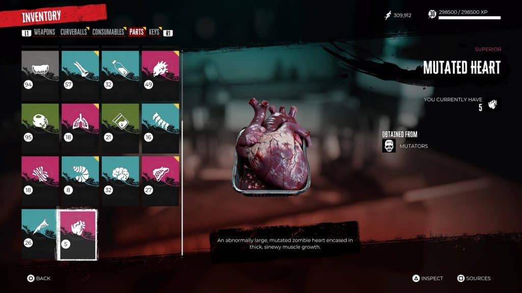 Mutated Heart - List of Zombie Parts in Dead Island 2