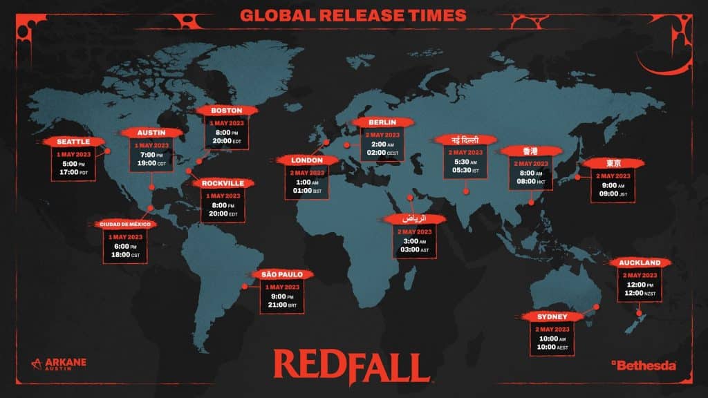 Redfall time zones release