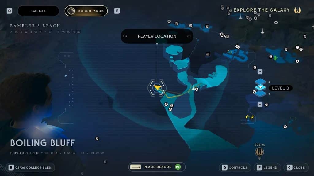 Priorite Shard Treasure #1 Map Location - Star Wars Jedi Survivor All 6 Boiling Bluff Collectibles