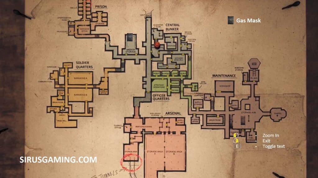 Gas Mask map location in Amnesia: The Bunker