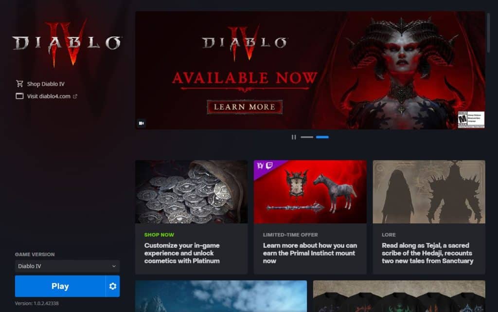 Install Diablo 4 on the Battle.net app