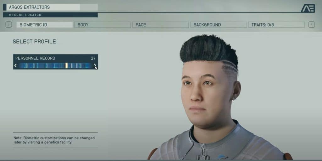 Starfield Character Creation - Biometric ID