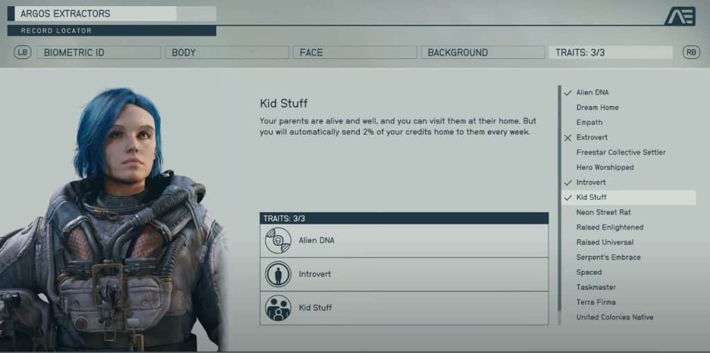 Starfield Character Creation - Traits