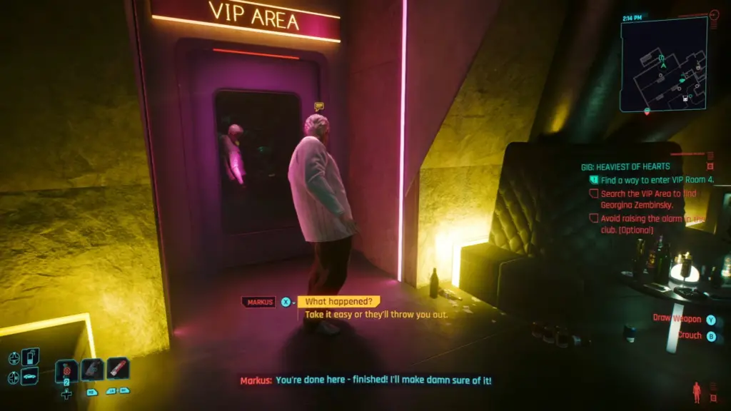 Cyberpunk 2077 Heaviest of Hearts Gig Walkthrough - VIP Area