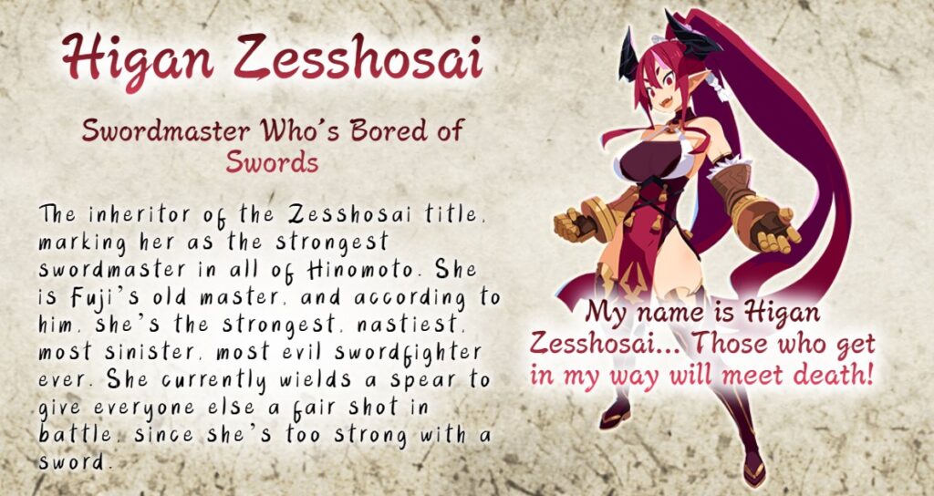 Higan Zesshosai Disgaea 7 Characters