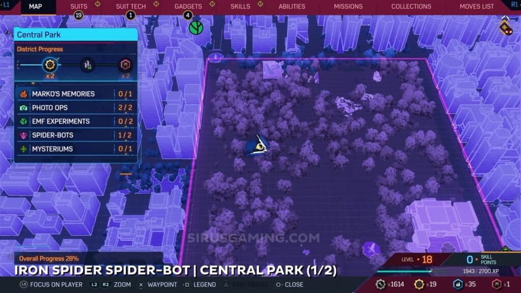 Iron Spider location - Central Park Spider Bots Marvel's Spider-Man 2