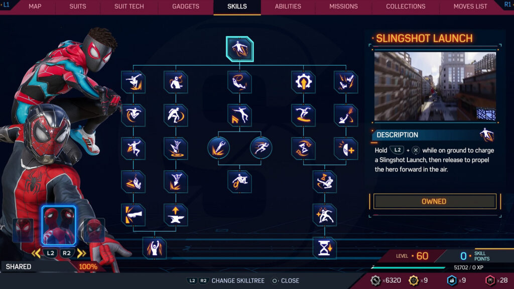 Miles and Peter Shared Skill Tree - Marvel's Spider-Man 2