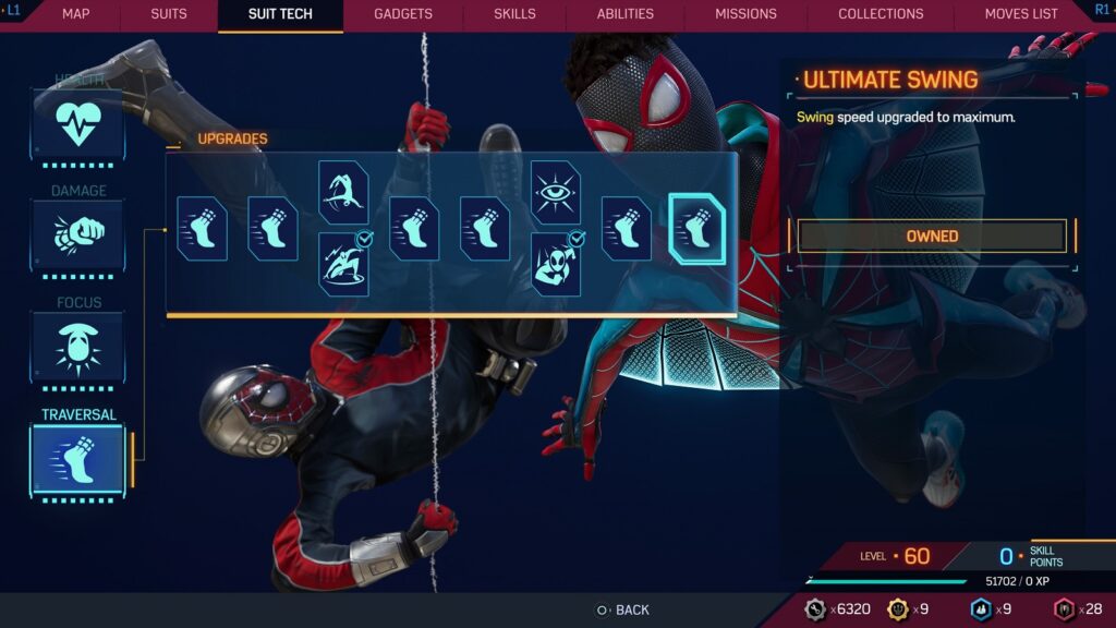 Marvel's Spider-Man 2 Traversal Suit Tech Upgrades