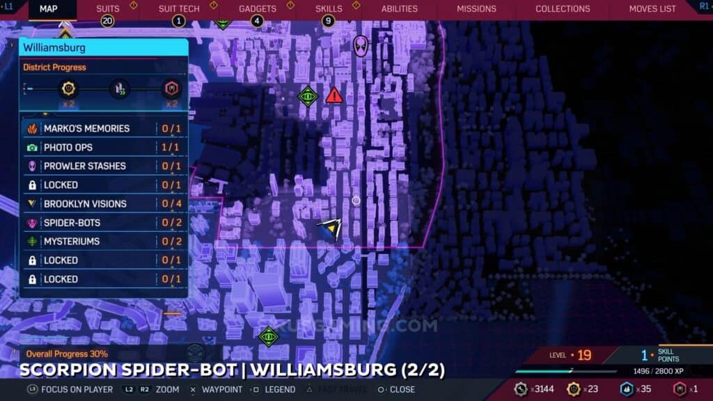 Scorpion location - Williamsburg Spider Bots Marvel's Spider-Man 2