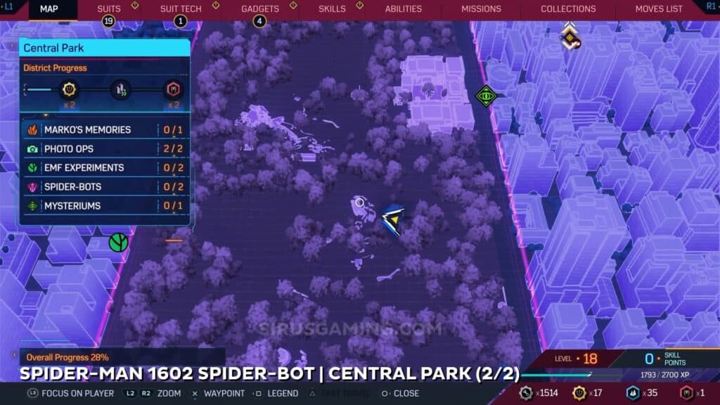 Spider-Man 1602 location - Central Park Spider Bots Marvel's Spider-Man 2