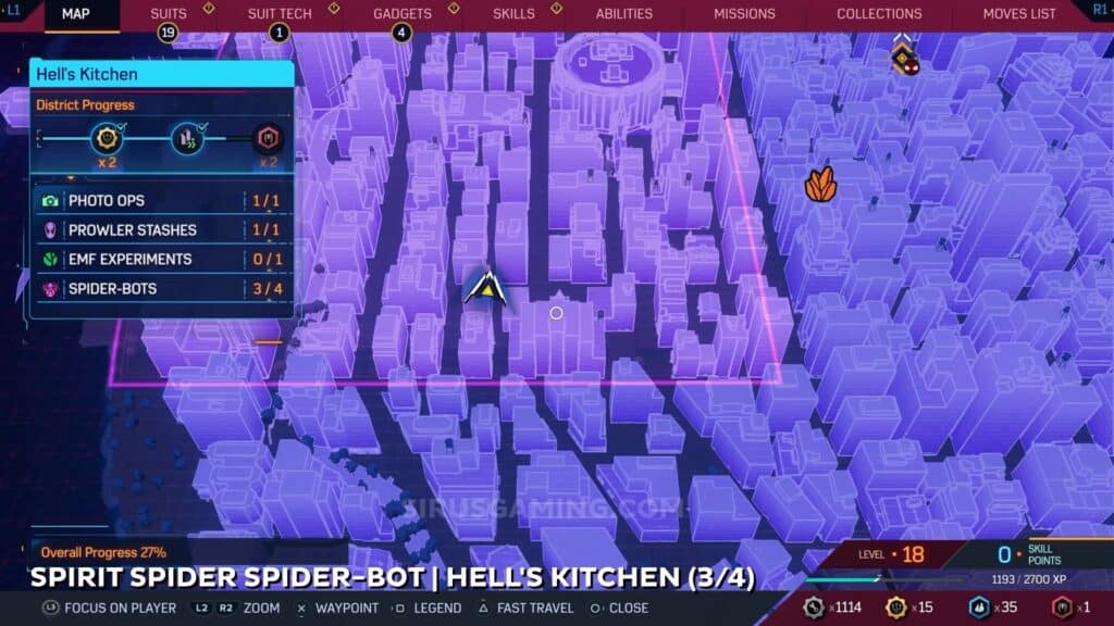 Spirit Spider location - Hell's Kitchen Spider Bots Marvel's Spider-Man 2