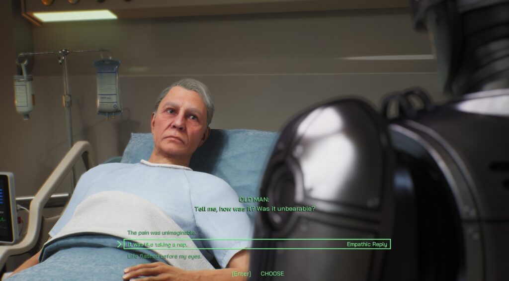 Old Man in Hospital - RoboCop: Rogue City Not Over Yet Choices and Consequences