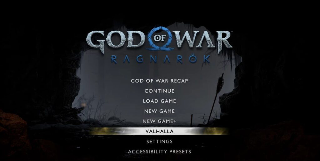 Start God of War Ragnarok Valhalla from the main menu