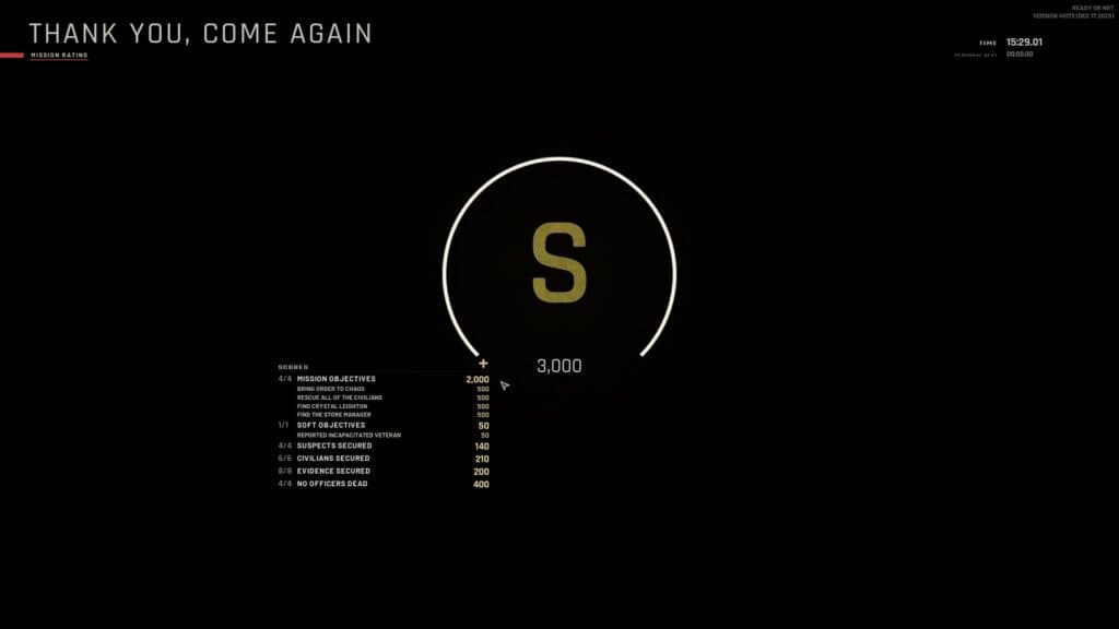 How to S-Rank the Thank You, Come Again mission in Ready or Not