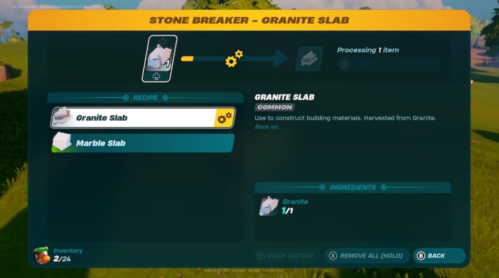 Stone Breaker Granite Slabs in LEGO Fortnite