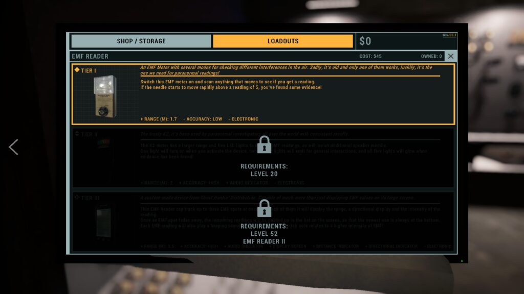EMF Reader in loadout Phasmophobia