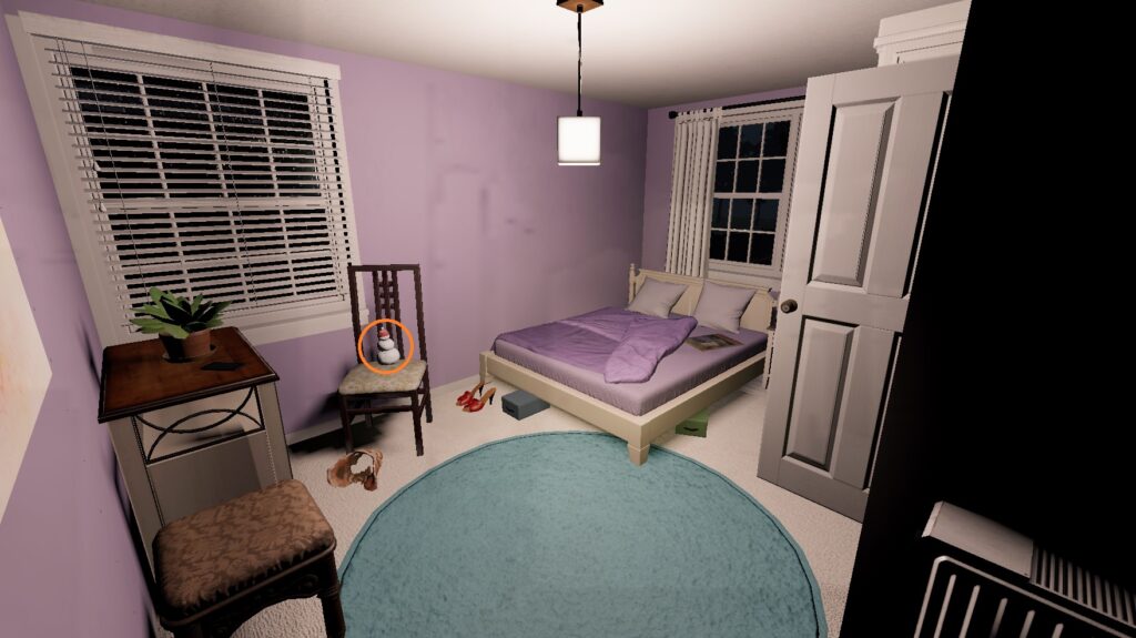 Purple bedroom 42 Edgefield Dancing Snowman location Phasmophobia