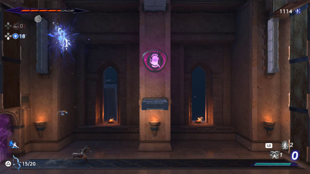 Jump to vertical platforms and leave shadow - Prince of Persia The Lost Crown Golden Wheel Right Room Solution