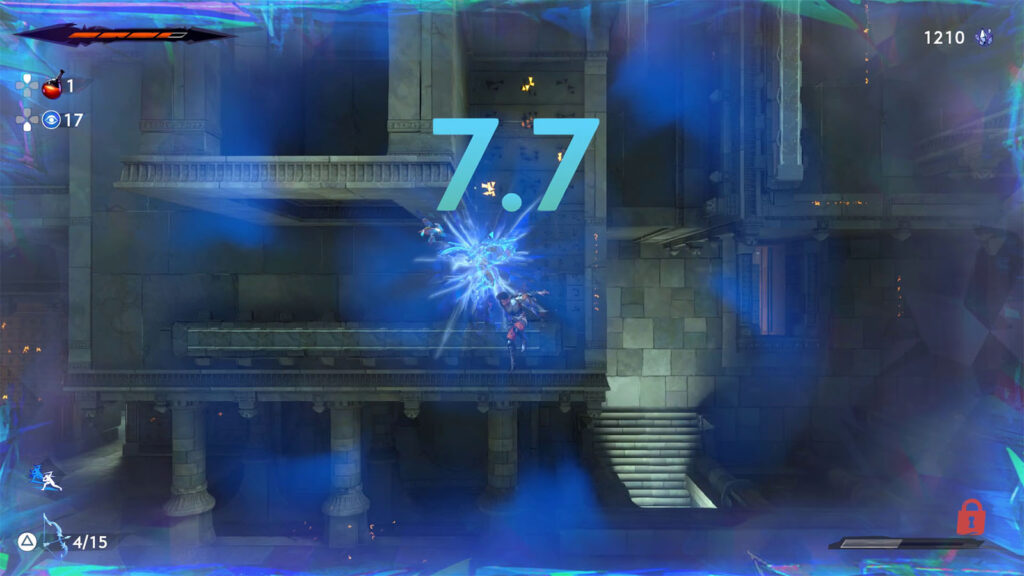 first turn, make your way to the middle part - Prince of Persia The Lost Crown Sacred Archives Trial #4 Solution