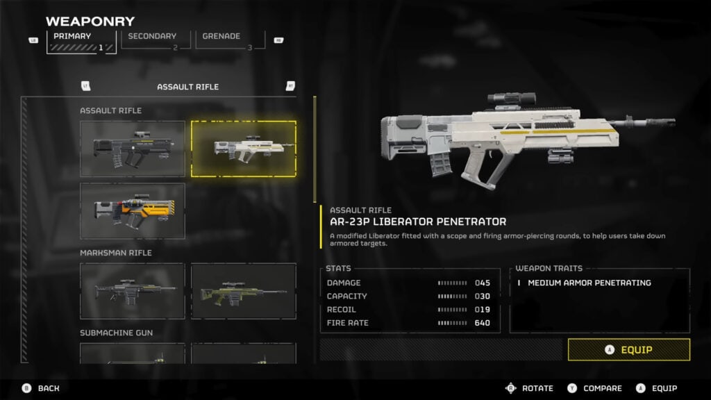 AR-23P Liberator Penetrator Stats in Helldivers 2