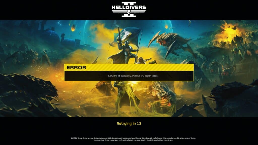 Helldivers 2 Server at Capacity error cover image