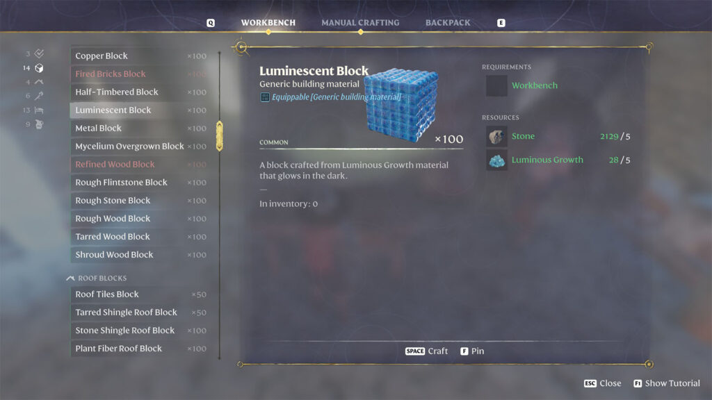 All Building Block Types in Enshrouded