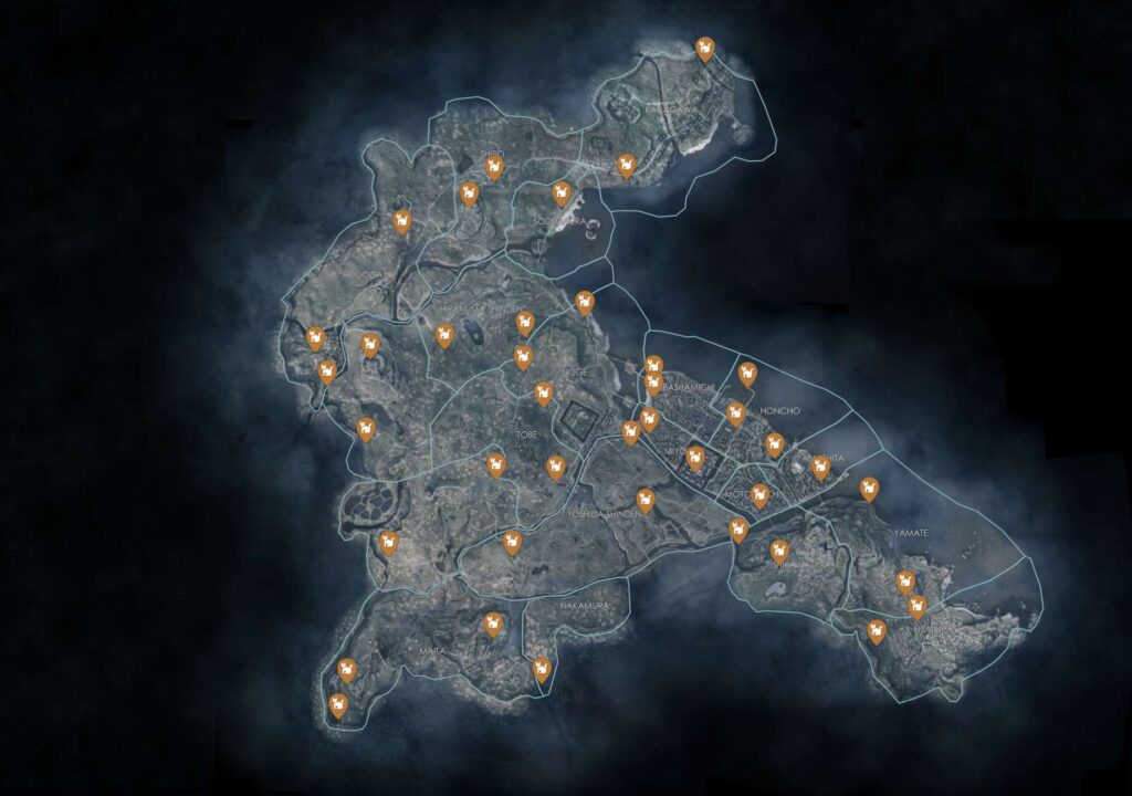 Rise of the Ronin All Cat Locations Yokohama Region map