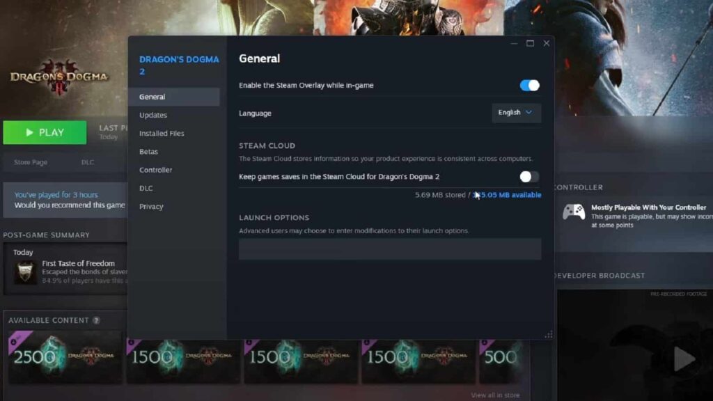 Step 1 Disable Steam Cloud Saves - Dragon's Dogma 2 How to delete steam cloud saves