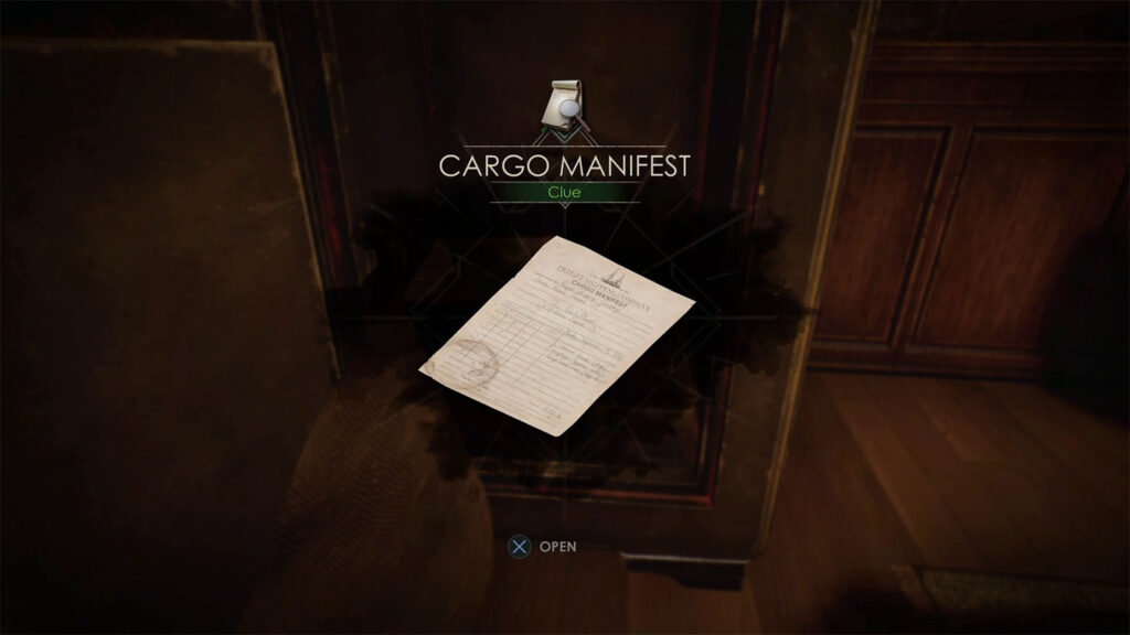 Clue - Cargo Manifest - Alone in the Dark 2024 Chapter 3 Walkthrough